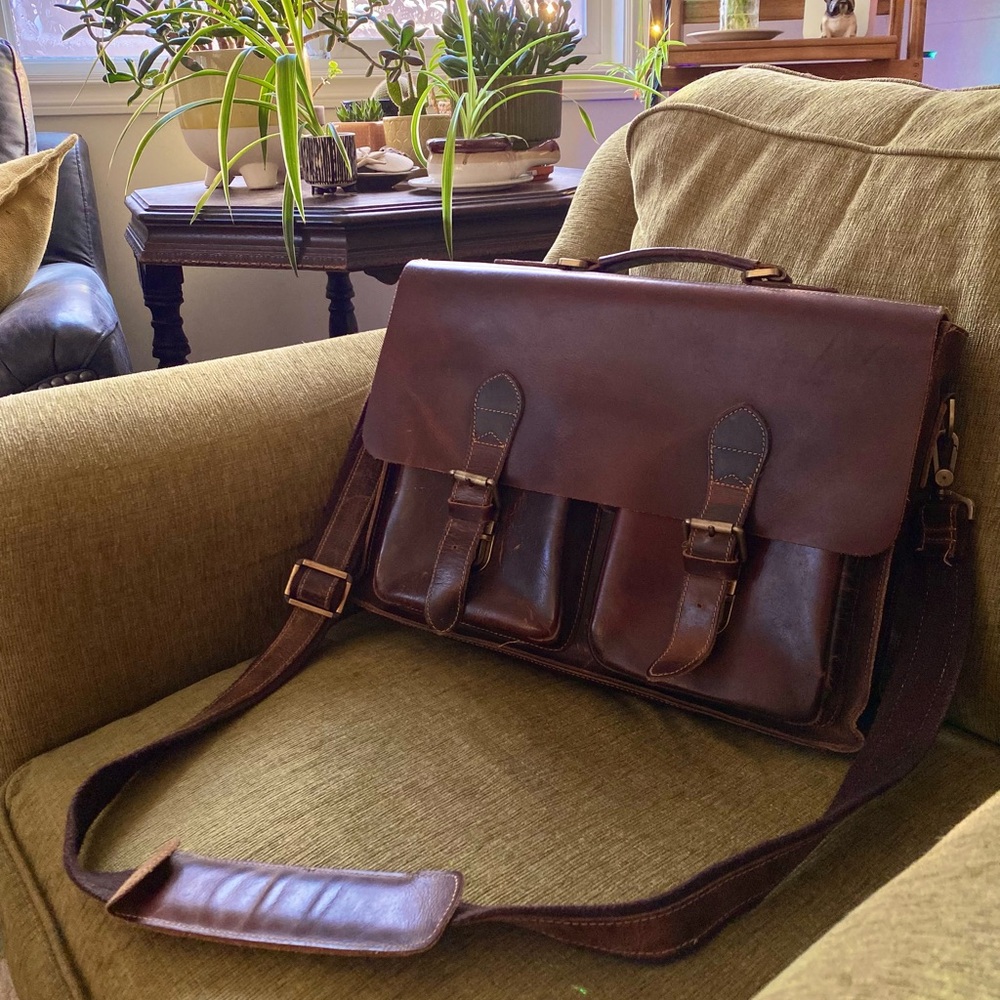 Brown Leather Men's Messenger Bag